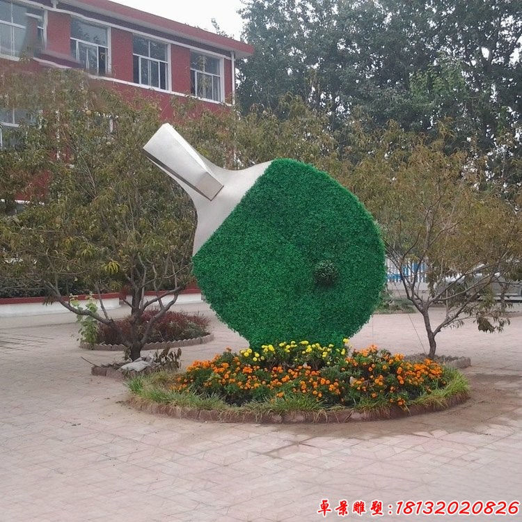 不銹鋼乒乓球拍植絨雕塑
