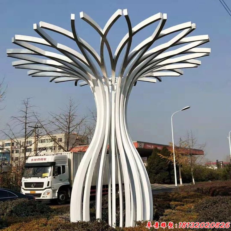 大型不銹鋼鏤空花瓶雕塑