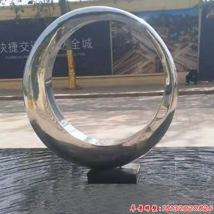 酒店鏡面不銹鋼抽象圓環(huán)雕塑
