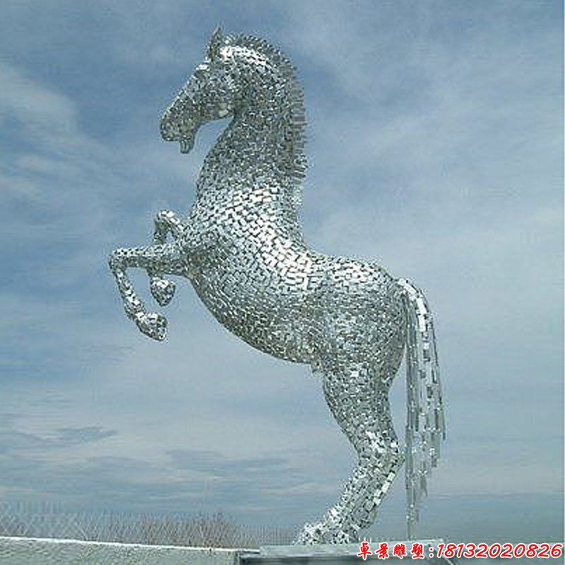 不銹鋼大型立式鏤空馬雕塑