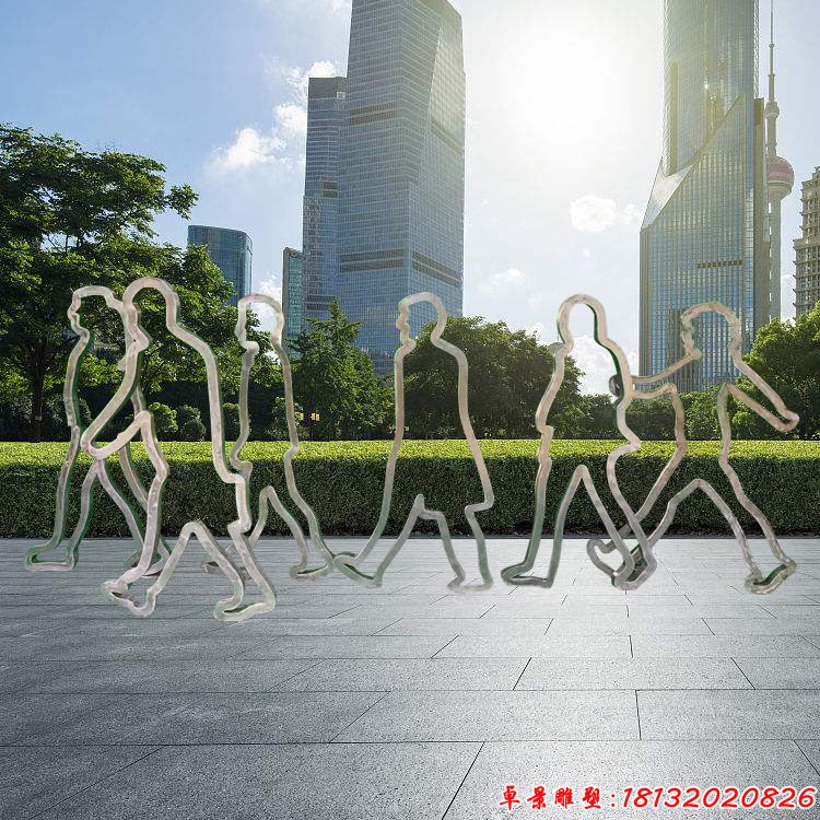 不銹鋼逛街人物輪廓雕塑 (2)