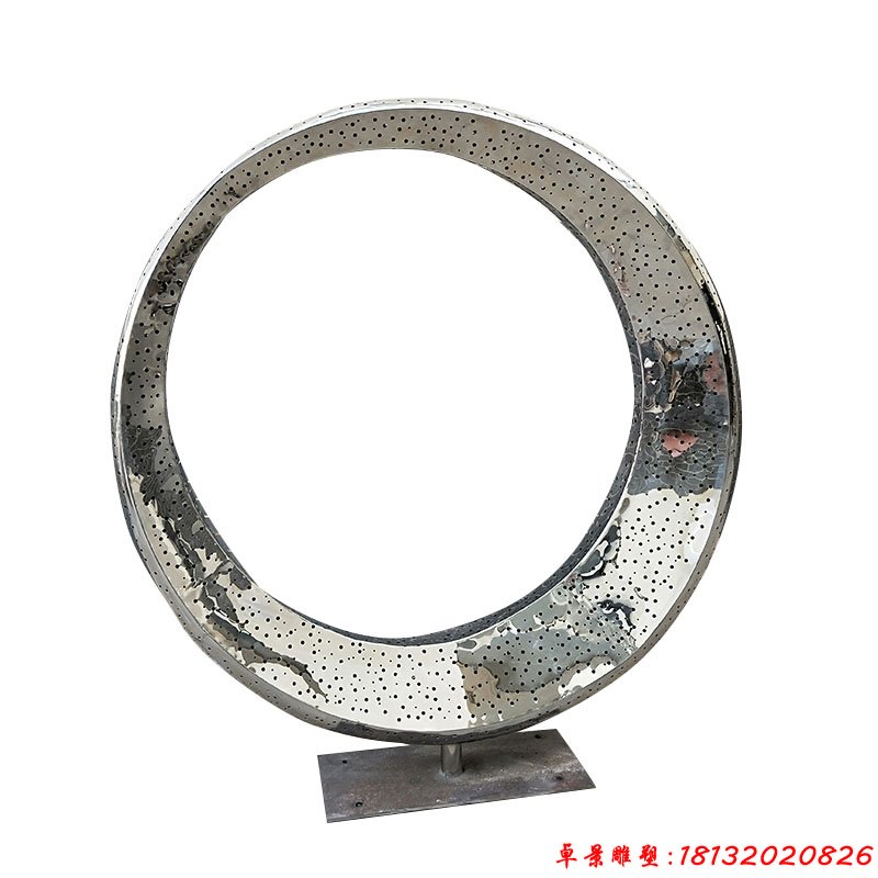 不銹鋼細碎燈光圓環(huán)雕塑 (2)