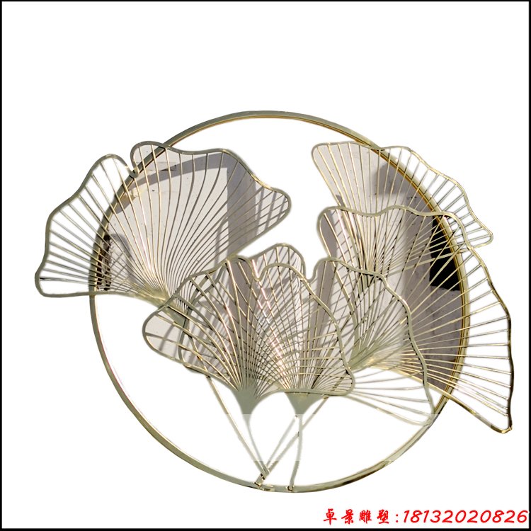 不銹鋼圓環(huán)銀杏葉雕塑