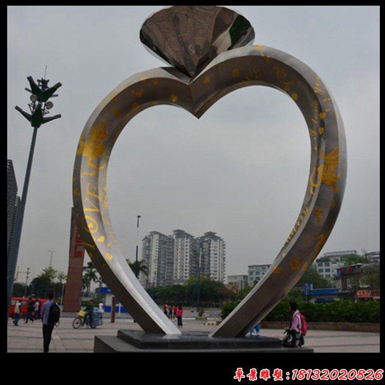 不銹鋼鉆戒雕塑，廣場景觀雕塑