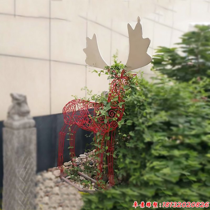抽象大角鹿雕塑 不銹鋼抽象動(dòng)物雕塑