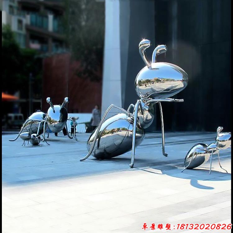 鏡面不銹鋼螞蟻雕塑 街邊動(dòng)物雕塑
