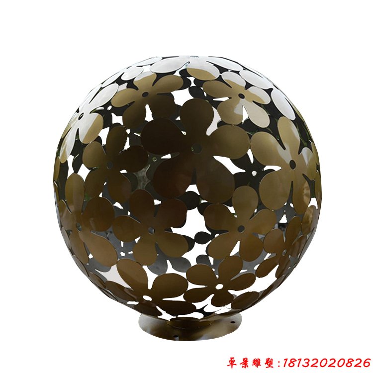 廣場(chǎng)不銹鋼抽象鏤空花球造型雕塑