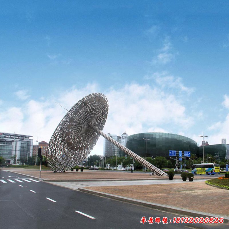 抽象創(chuàng)意線條傾斜廣場雕塑，不銹鋼景觀雕塑
