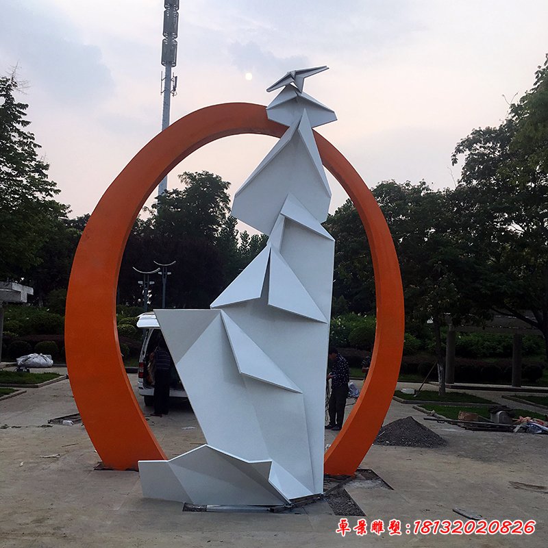 不銹鋼公園折紙景觀雕塑