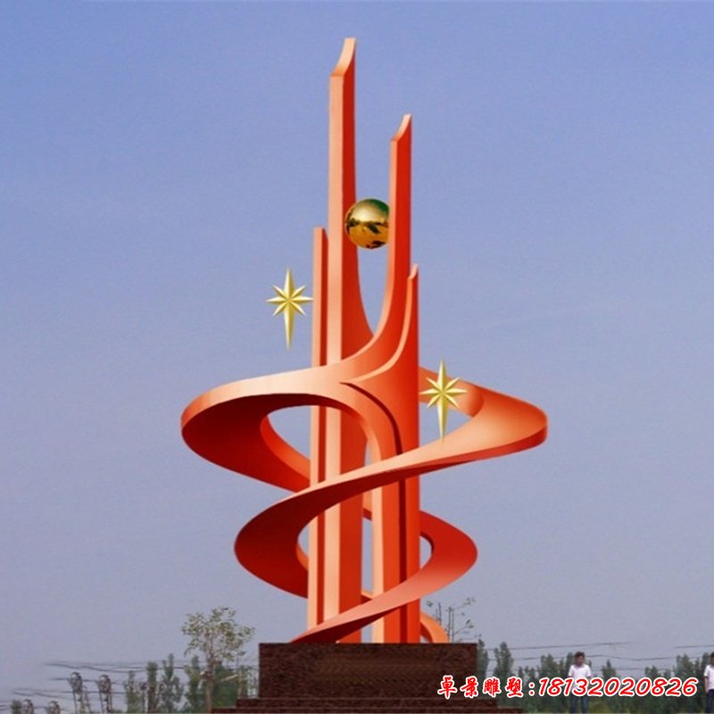 不銹鋼共筑輝煌雕塑，不銹鋼企業(yè)抽象雕塑 (2)