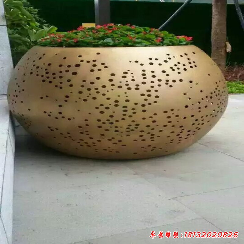 不銹鋼雕塑工藝品大花盆120954