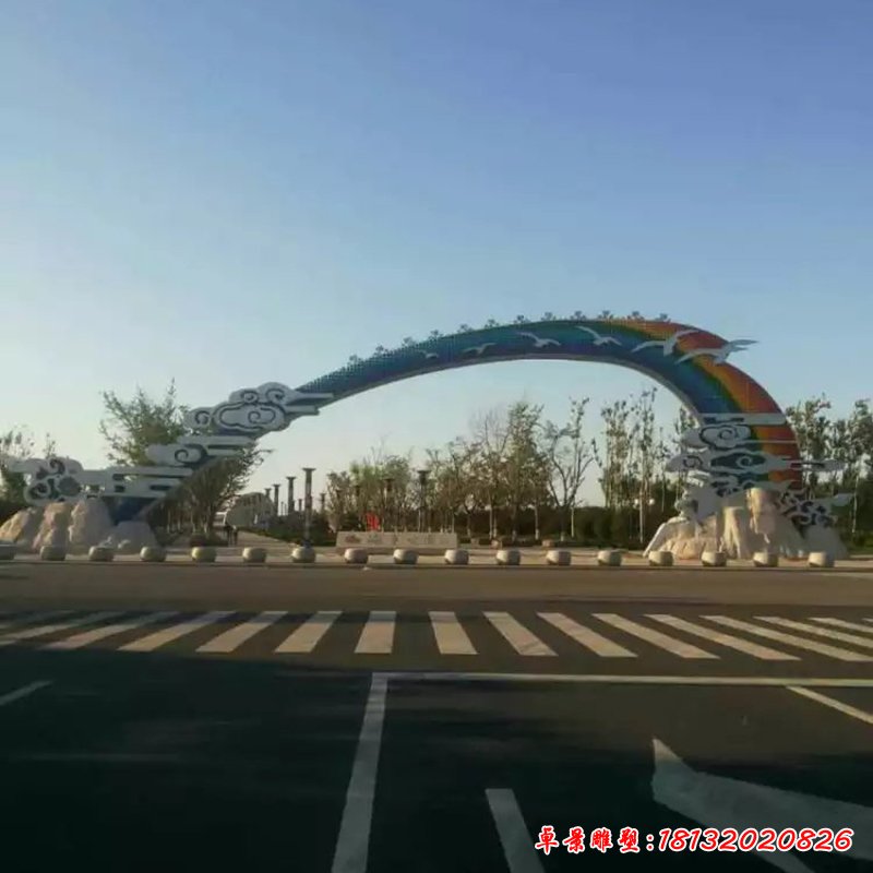 彩虹祥云雕塑，廣場不銹鋼雕塑 (2)