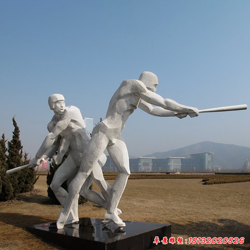 打棒球雕塑，不銹鋼運(yùn)動(dòng)雕塑