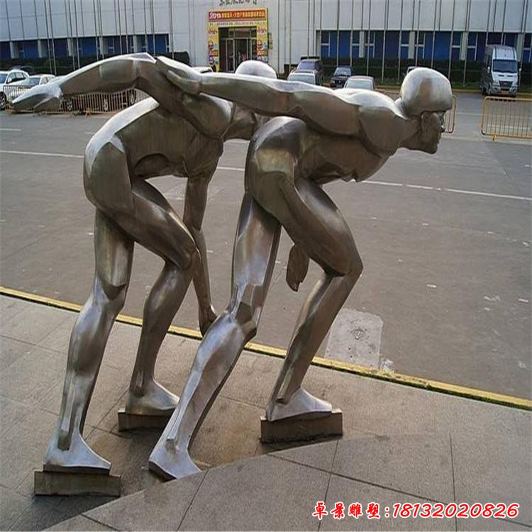 不銹鋼玩滑板人物雕塑