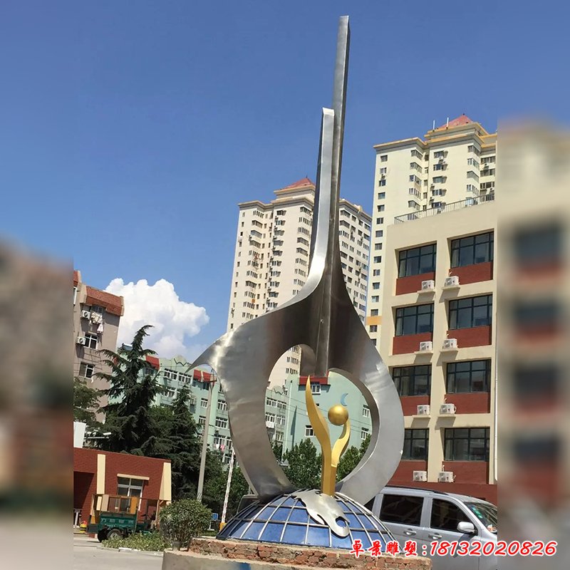 不銹鋼崛起雕塑，廣場不銹鋼雕塑 (1)