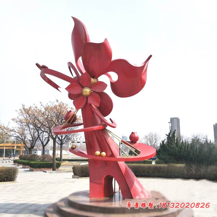不銹鋼抽象花開盛世雕塑