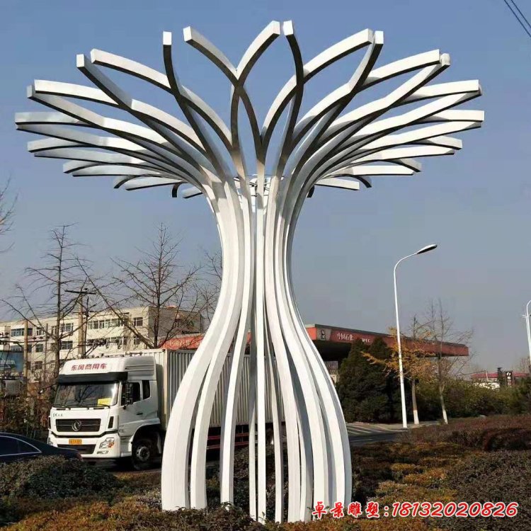 大型不銹鋼鏤空花瓶雕塑