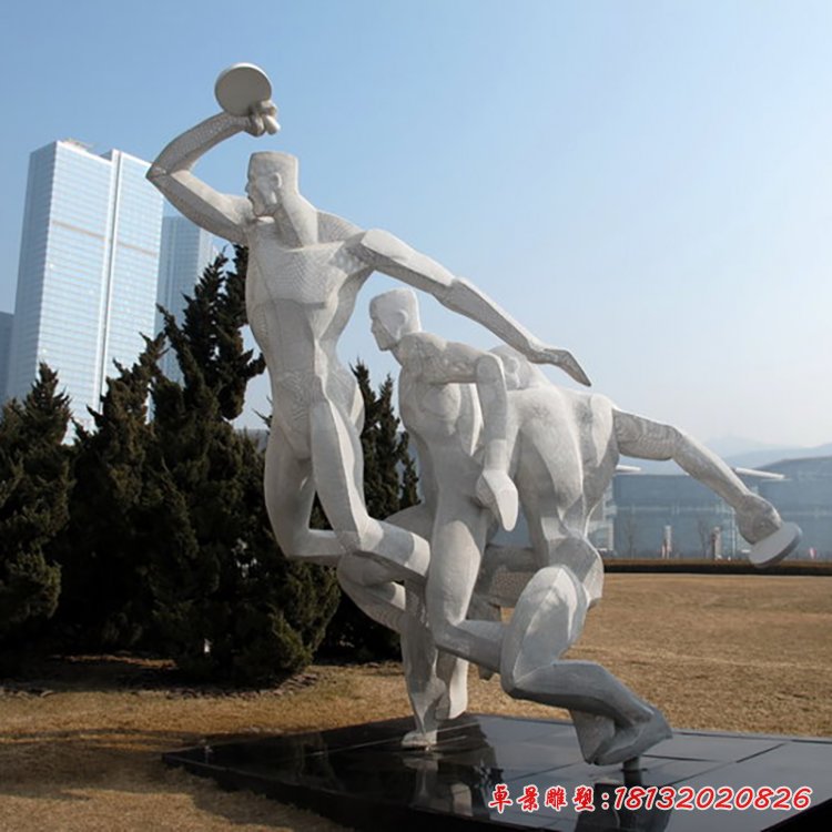 不銹鋼打乒乓球雕塑,抽象人物雕塑