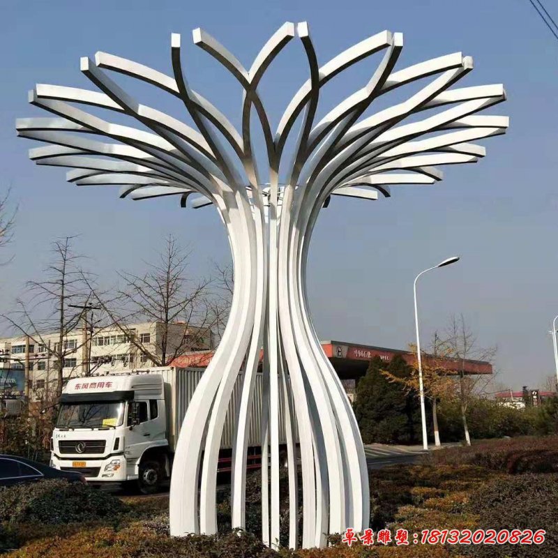 大型不銹鋼鏤空花瓶雕塑