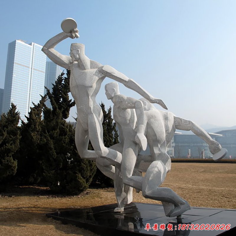 不銹鋼打乒乓球雕塑，抽象人物雕塑