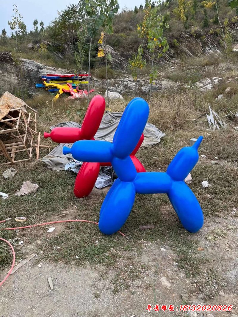 不銹鋼抽象氣球狗雕塑