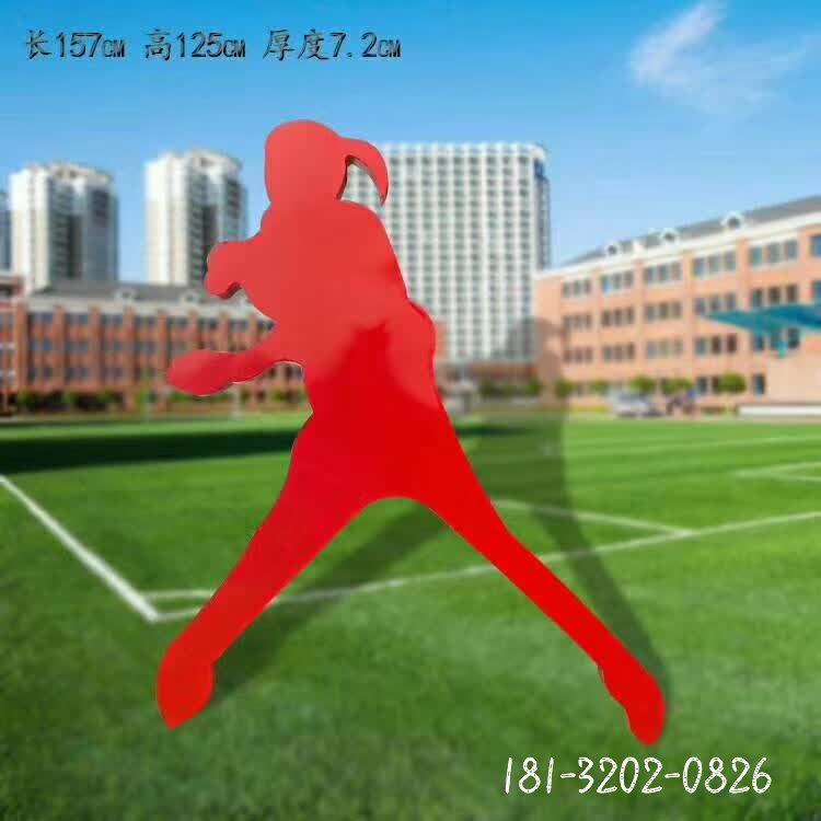 抽象打乒乓球人物剪影銅雕