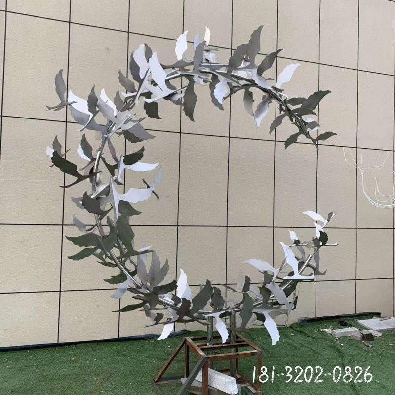 不銹鋼抽象雁子圓環(huán)雕塑 (1)
