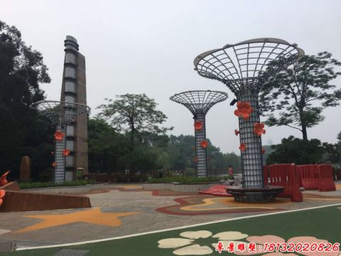 廣場鏤空喇叭花燈柱