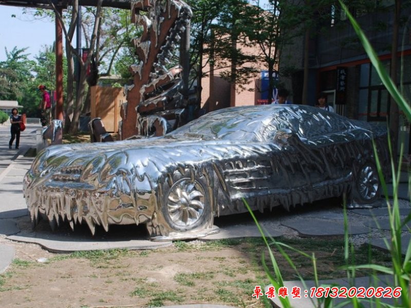 不銹鋼抽象汽車 園林景觀雕塑