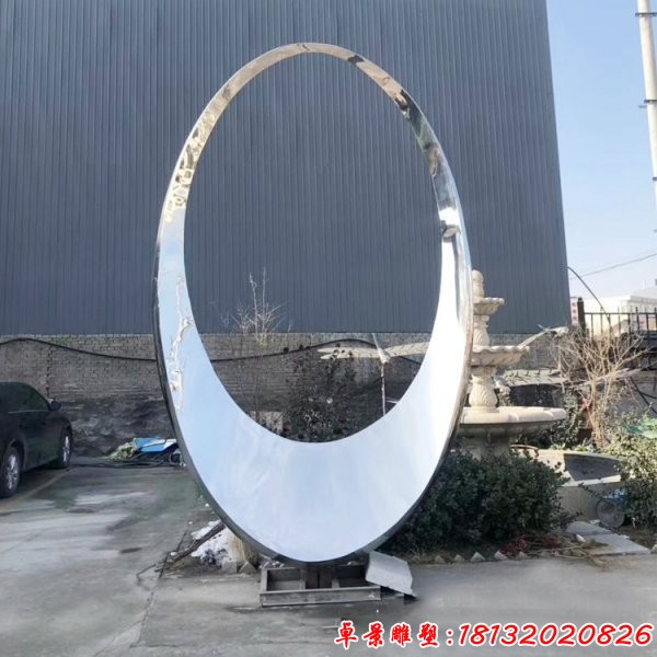 企業(yè)鏡面不銹鋼抽象圓環(huán)雕塑 (1)
