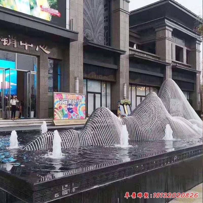 售樓部不銹鋼鏤空假山雕塑